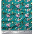 thumbnail image 1 of Soimoi Poly Georgette Fabric Hummingbird,Leaves & Rose Floral Decor Fabric Printed Yard 42 Inch Wide, 1 of 3