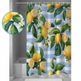 thumbnail image 3 of Shower Curtain Bathroom Set Lemon Green Leaves Watercolor Waterproof Fabric Shower Curtains with Grommets&Hooks Summer Flower Blue Stripe Privacy Bath Curtain for Bathtub 48x72in, 3 of 7
