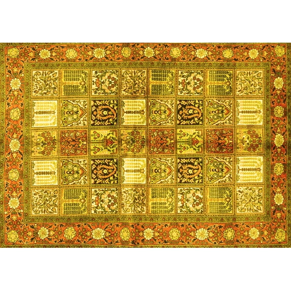 Ahgly Company Indoor Rectangle Persian Yellow Traditional Area Rugs, 3' x 5'