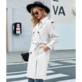 thumbnail image 6 of Women'S Double Breasted Long Trench Coat Windproof Classic Lapel Slim Overcoat with Belt White XXL, 6 of 9