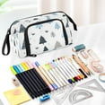 thumbnail image 5 of Nylon Fish Mouth Pencil Case with Large Capacity Zipper Pencil Pouch Light Blue Cute Forest Pencil Bag Organizers, 5 of 7