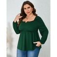 thumbnail image 4 of Women Plus Size Shirts Notched Neck Long Sleeve Blouse Casual Tops, 4 of 5