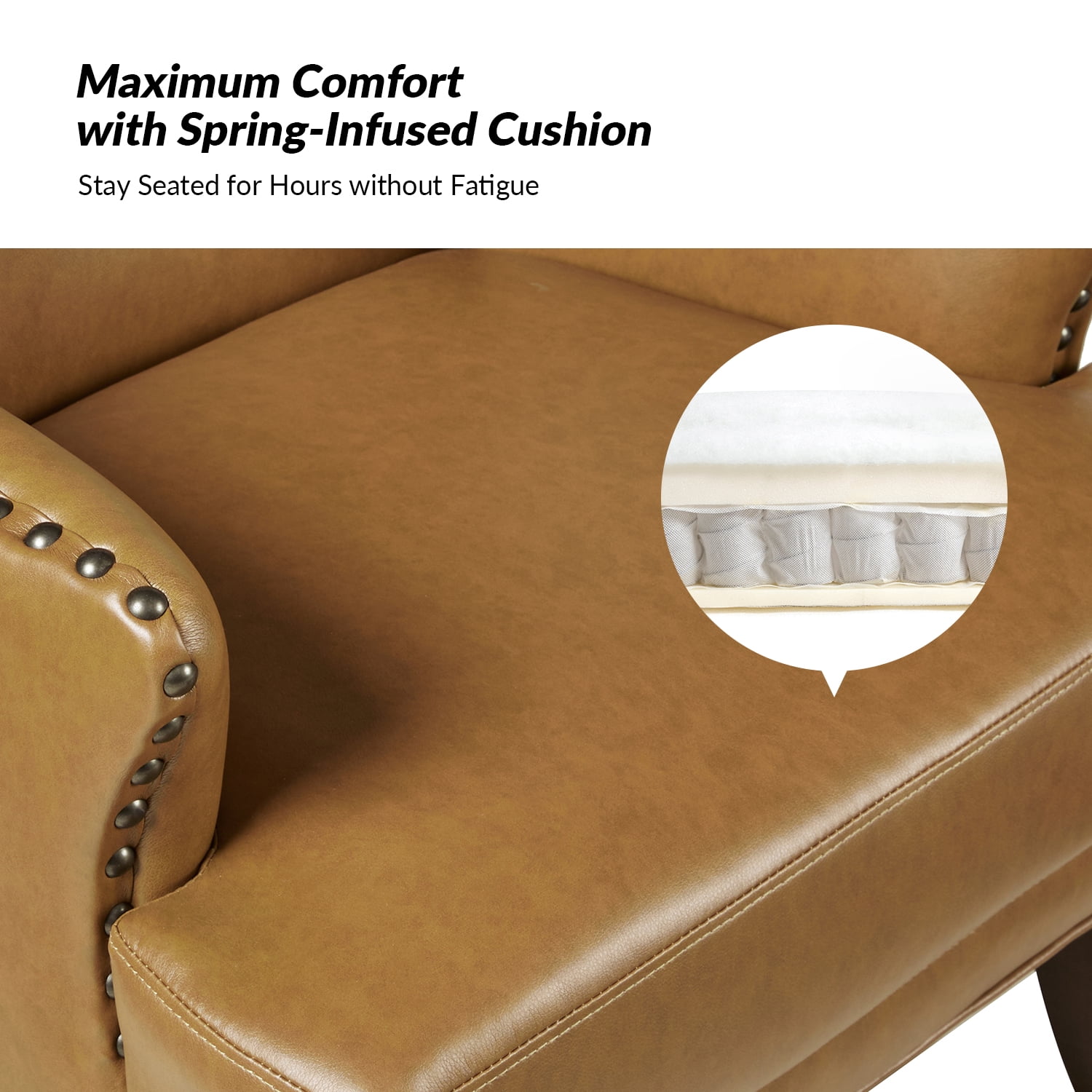 Faux Leather Accent Chairs Set of 2 Lounge Club Armchairs Home Living Room Camel