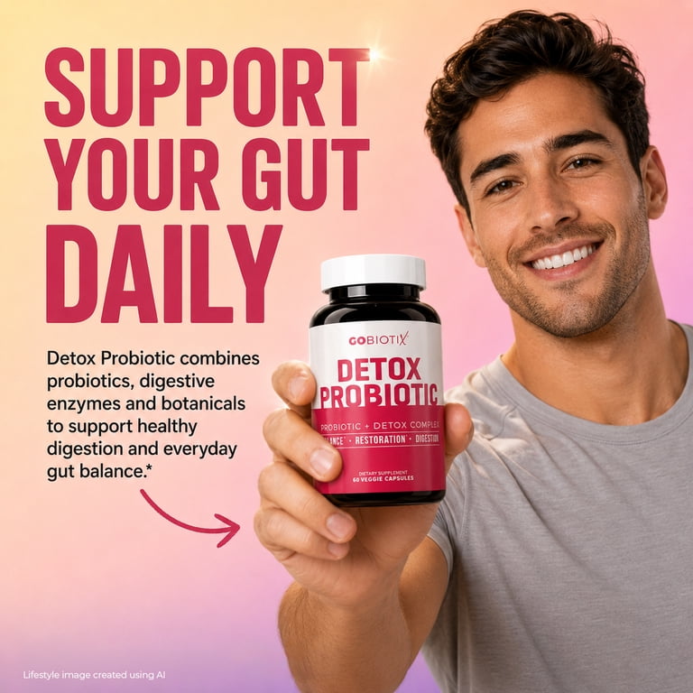 GoBiotix Detox Probiotic with Digestive Enzymes, Supports Gut and