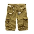 thumbnail image 2 of Cargo Shorts for Men Plus Size Zipper Multi Pockets Below Knee Trousers Casual Baggy Drawstring Solid Color Outdoors 3/4 Long Capri Shorts, 2 of 4
