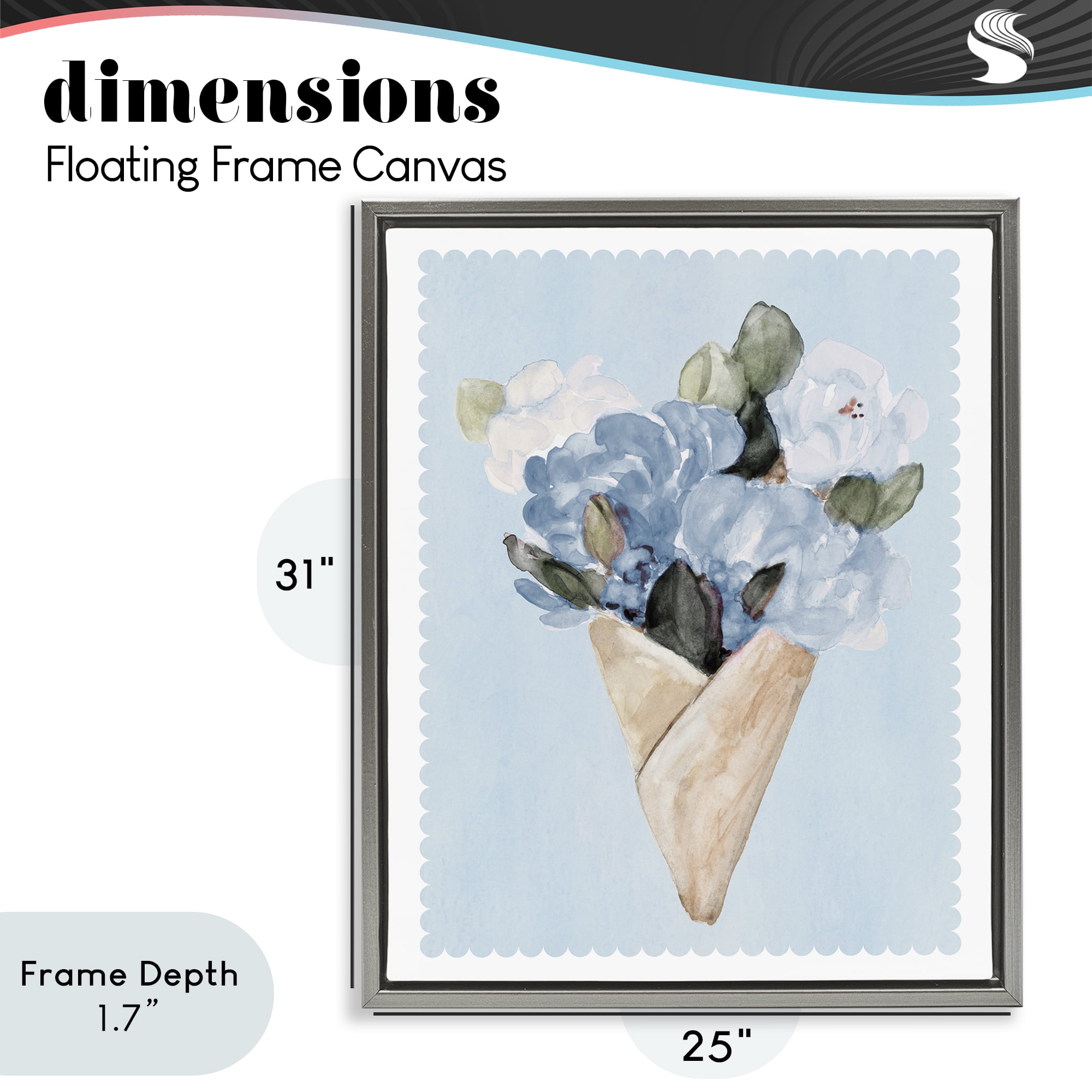 Stupell Industries Blue Gift Bouquet Gray Framed Floater Canvas Wall Art, design by Lanie Loreth
