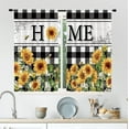 thumbnail image 2 of Rustic Sunflower Kitchen Curtains 27.5Wx39H Inch Rod Pocket Farmhouse Flower Buffalo Plaid Yellow Floral Country Plant Botanical Spring Black White Small Bedroom Window Drapes Fabric 2 Panels, 2 of 5