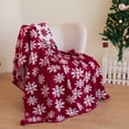 thumbnail image 2 of Soft Cozy Red Snowflake Throw Blanket Christmas Knitted Blanket Lightweight Fluffy Fleece Blanket for Sofa Couch Holiday Decor (2,130x170cm(51x67inch)), 2 of 7