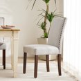 thumbnail image 5 of ZUNMOS Set of 2 Upholstered Fabric Dining Chairs with Nailhead Trim and Wood Legs - Modern Armless Kitchen Side Chairs for Living Room and Dining Room, Beige, 5 of 8