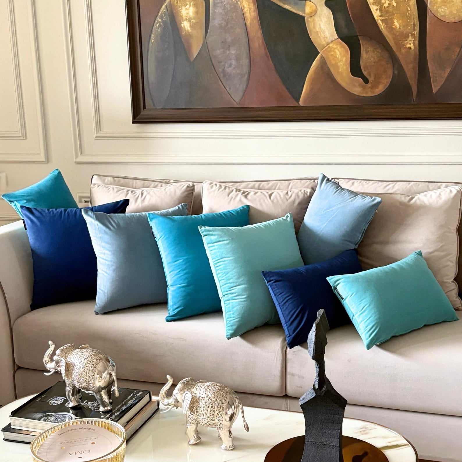 Aqua Luxury Throw Pillow Covers 18"x18" | Pack of 2 Modern Plain Velvet Cushion Cover | Solid Color Pillowcases for Couch, Sofa Bedroom & Living Room, Modern Home Décor - Aqua Velvet