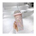 thumbnail image 1 of Tazas de viaje Botella de agua para adultos con pajita y tapa Taza reutilizable de hielo de viaje (rosa arcoíris), 1 of 2