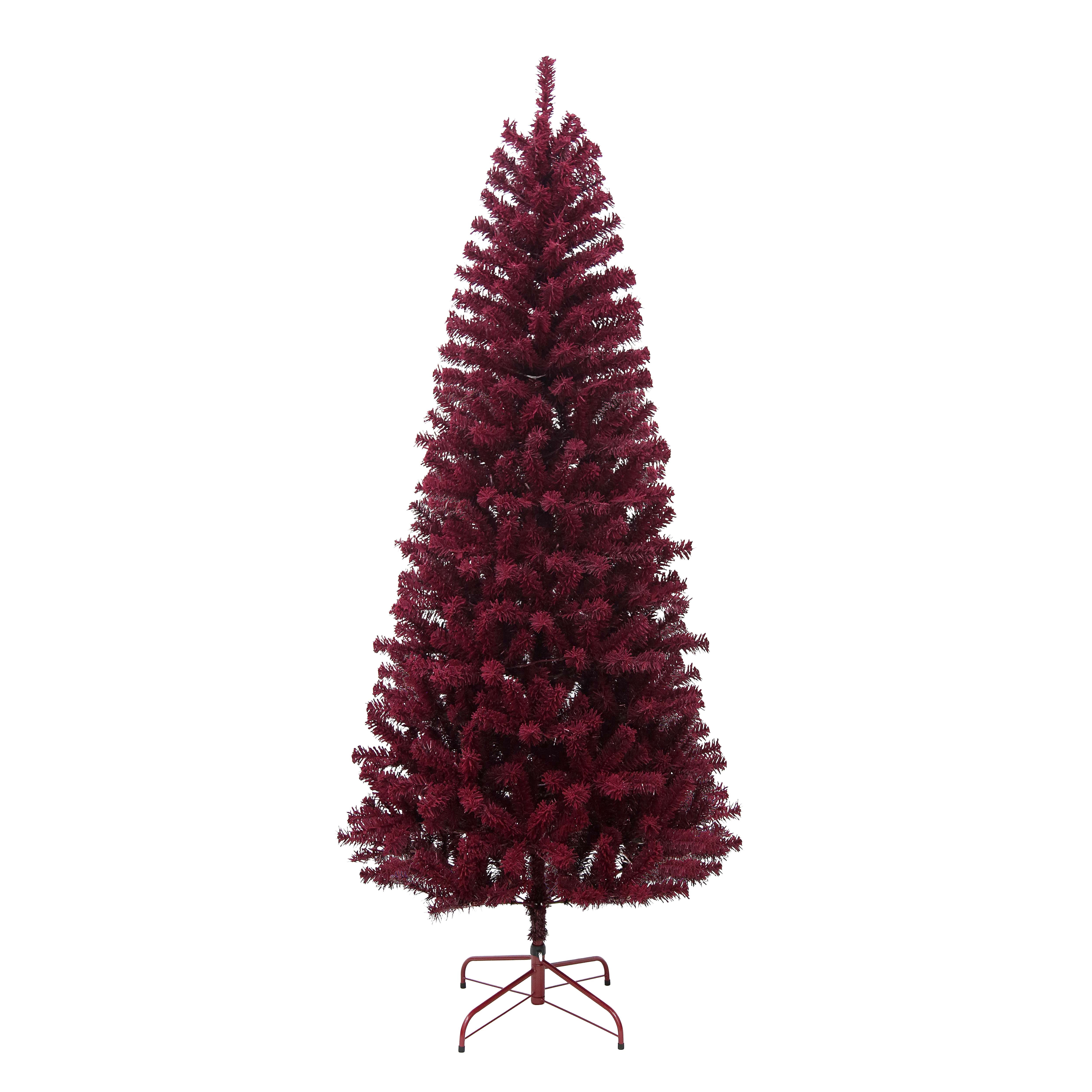 7 Foot Tranquil Red Velvet Flocked Christmas Tree by Holiday Time