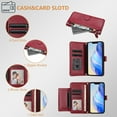 thumbnail image 5 of Crossbody Wallet Case For Google Pixel 10 Pro XL, PU Leather Flip Stand Case with [RFID Blocking] Card Holder, Zipper Pocket Handbag Magnetic Snap Shockproof Phone Case with Wrist Strap,Winered, 5 of 12