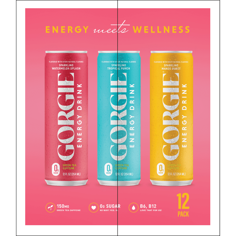 GORGIE Sparkling Energy Drink Variety Pack, 12 fl oz, 12 Pack photo 2
