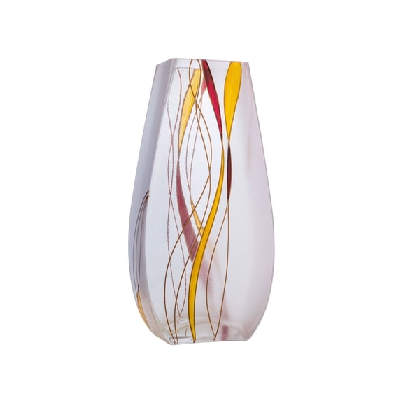 Victoria Bella 12-inch Glass Vase with Abstract of Silver Pattern