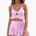 thumbnail image 2 of KPOPLK Women Plus Size Tankini Swimsuits Tummy Control 2 Piece Bathing Suit Ruffled Swimwear with Shorts Size S,Purple, 2 of 9