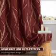 thumbnail image 6 of Yakamok Blackout Curtains for bedroom - Wave Line with Dots Gold Print Design Noise Reducing Thermal Insulated Solid Ring Top Blackout Window Drapes for Livingroom (2 Panels, 52 x 63 Inch, Burgundy), 6 of 6