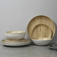 thumbnail image 1 of Melamine Dinnerware Set - 12pcs dinnerware set Indoor and Outdoor use, Bamboo Pattern Dishes Dinnerware Set for 4,Dishwasher Safe (Wood Grain), 1 of 7