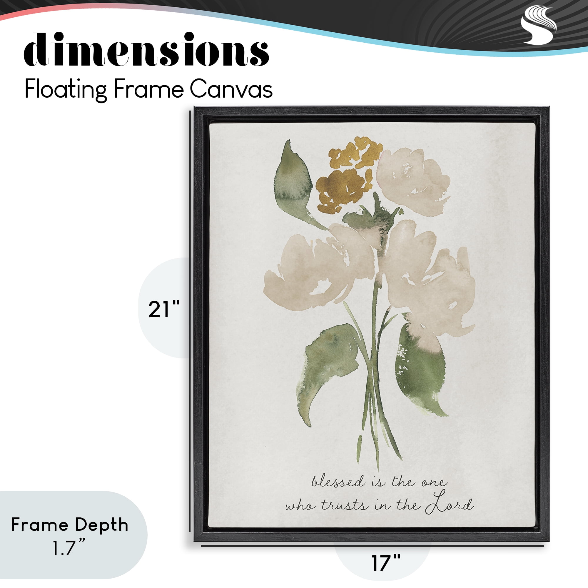Stupell Industries Who Trusts In The Lord Flowers Black Framed Floater Canvas Wall Art, design by Lucille Price