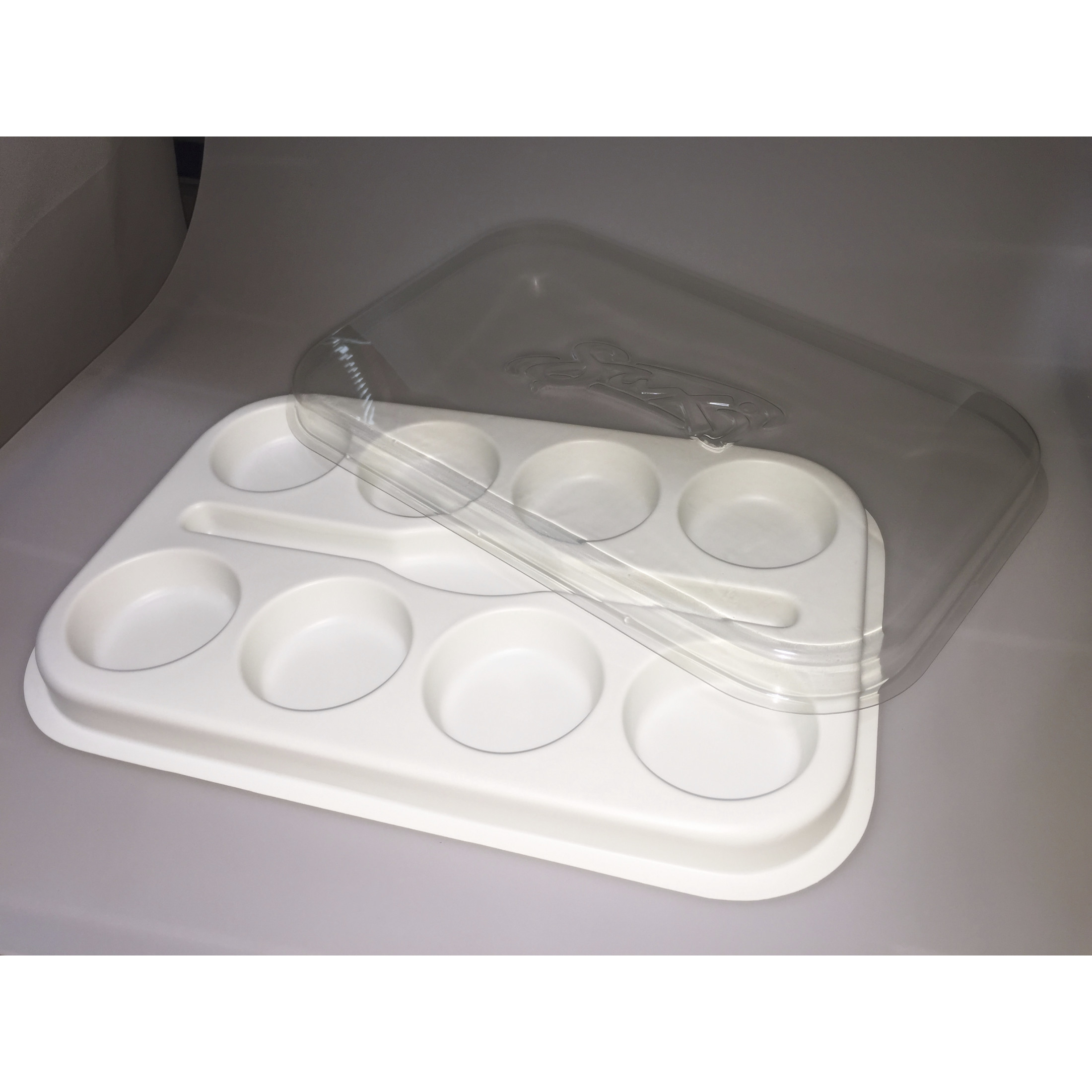 Sax Empty Heavy Duty Tempera Cake Plastic Palette With Lid - 14.5 x 9.5 in. - White