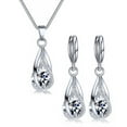 thumbnail image 1 of Conjunto de collar y pendientes Bling Bling plata sencillo moderno, 1 of 10
