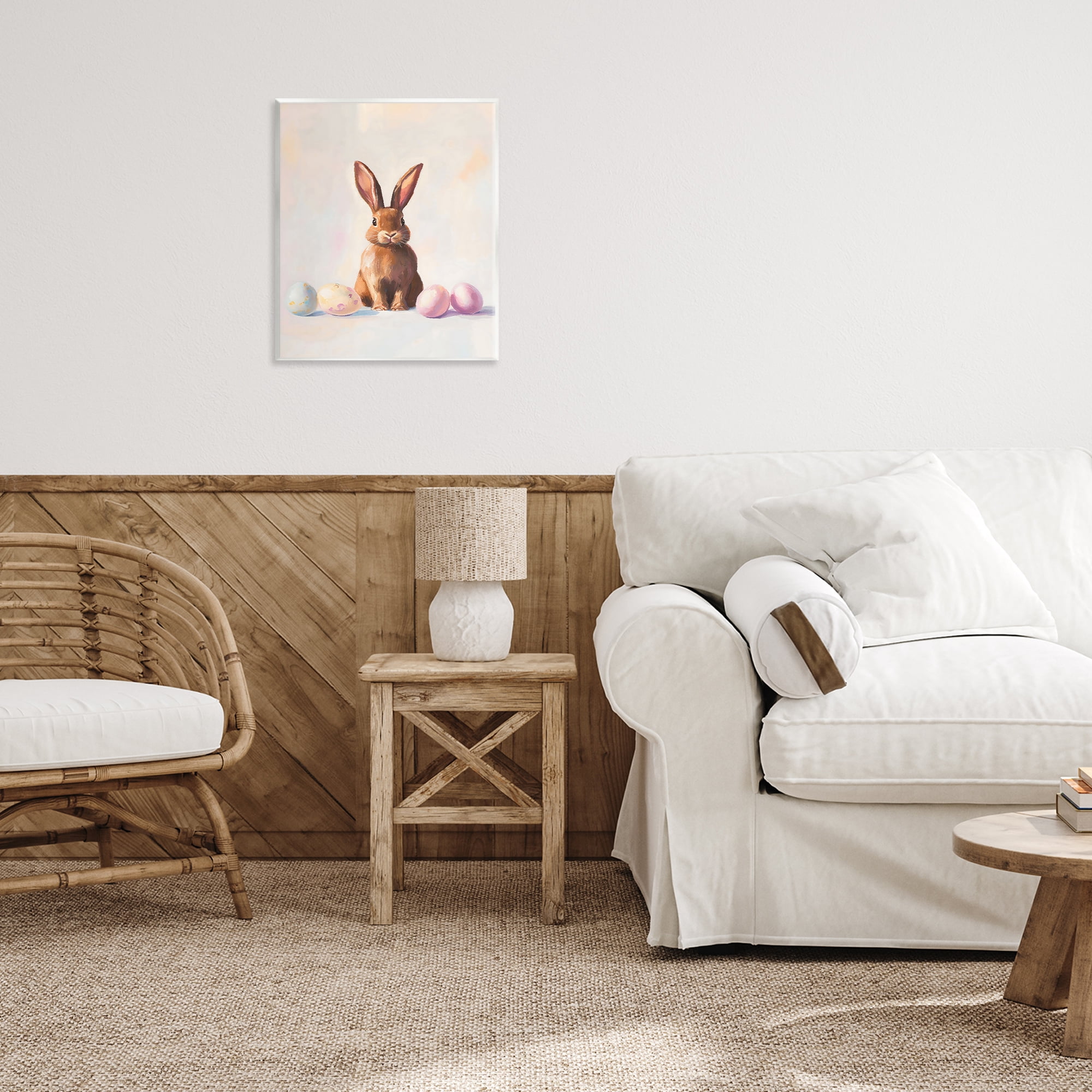 Stupell Industries Easter Bunny with Pastel Eggs Wall Plaque Art, design by The Prints Vibe