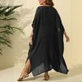 thumbnail image 7 of CFLVAEK Cover Ups for Swimwear Women Plus Size V Neck Coverup Elegant Side Split Floor Length Cover Up Loose Fit Vacation Beach Coverup Free Size, 7 of 7