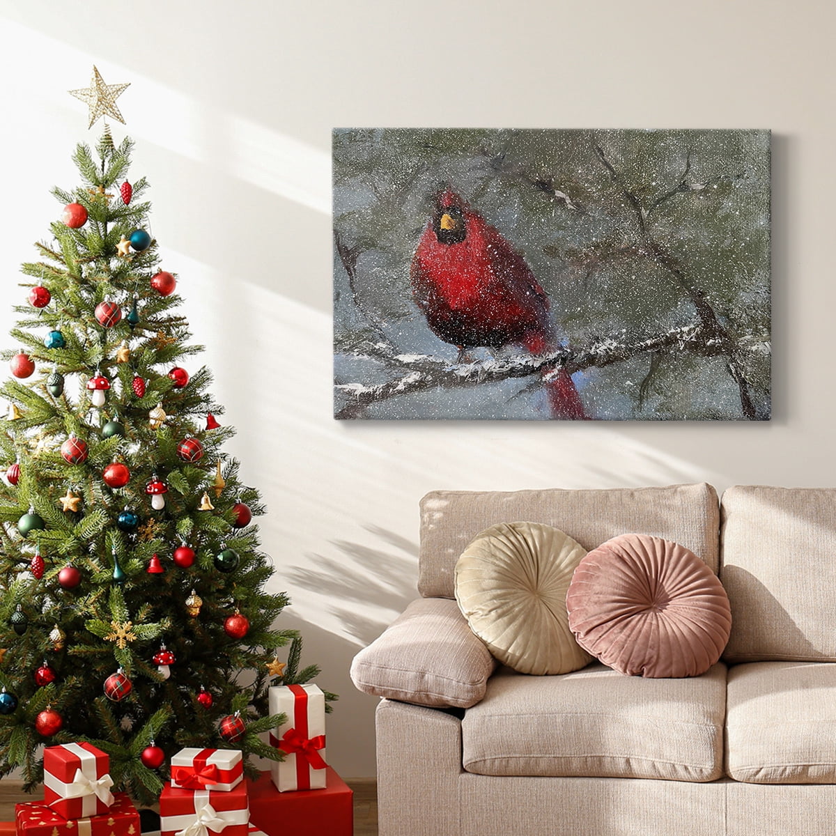 Cardinal in Snow I- Gallery Wrapped Canvas