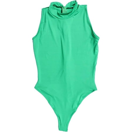 LinvMe Women Sexy Thong Leotard Sleeveless Lingerie High Cut Cosplay Bodysuit Green L