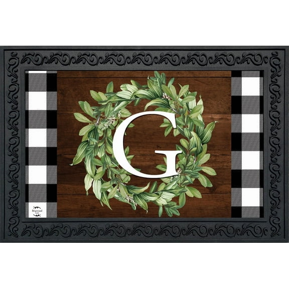 Briarwood Lane Wreath Monogram Letter G Doormat
