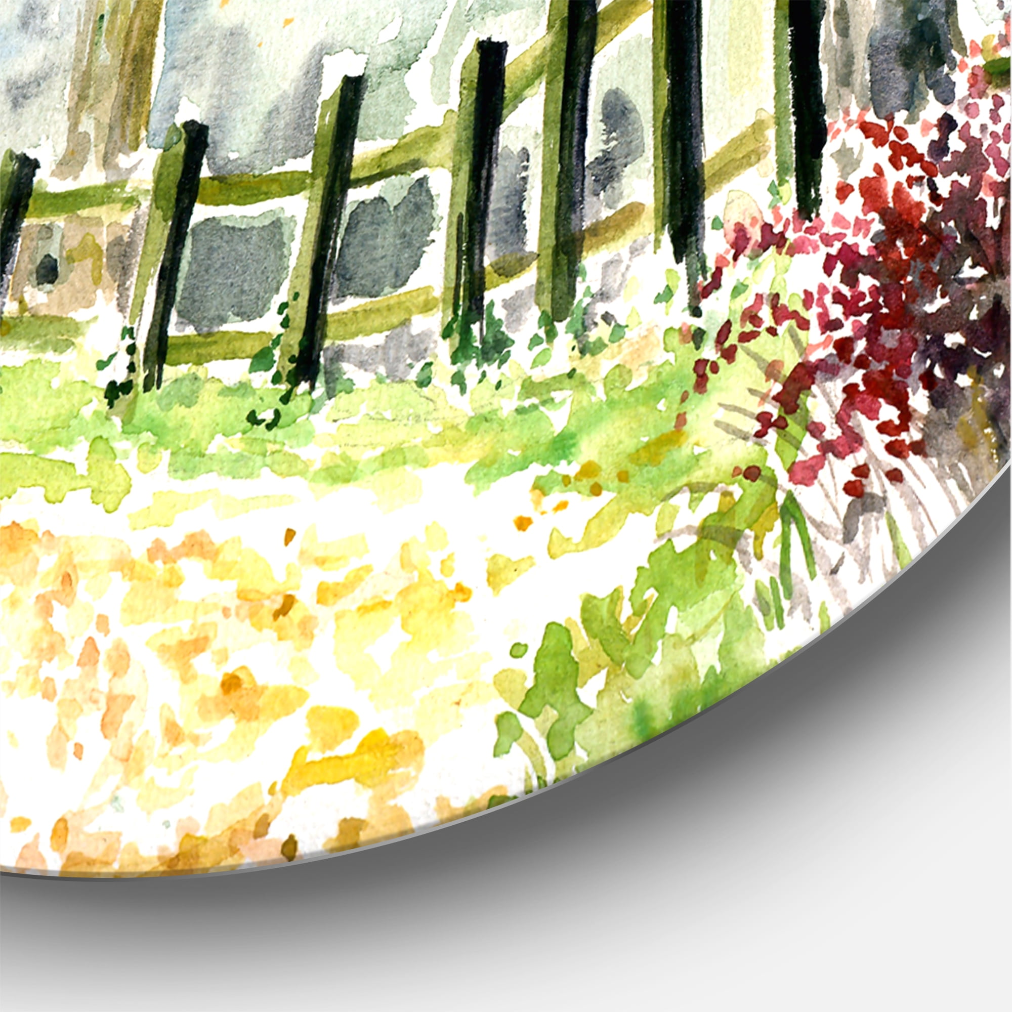 Designart 'Autumn Countryside The Afternoon Landscape' Traditional Circle Metal Wall Art 36x36 - Disc of 36