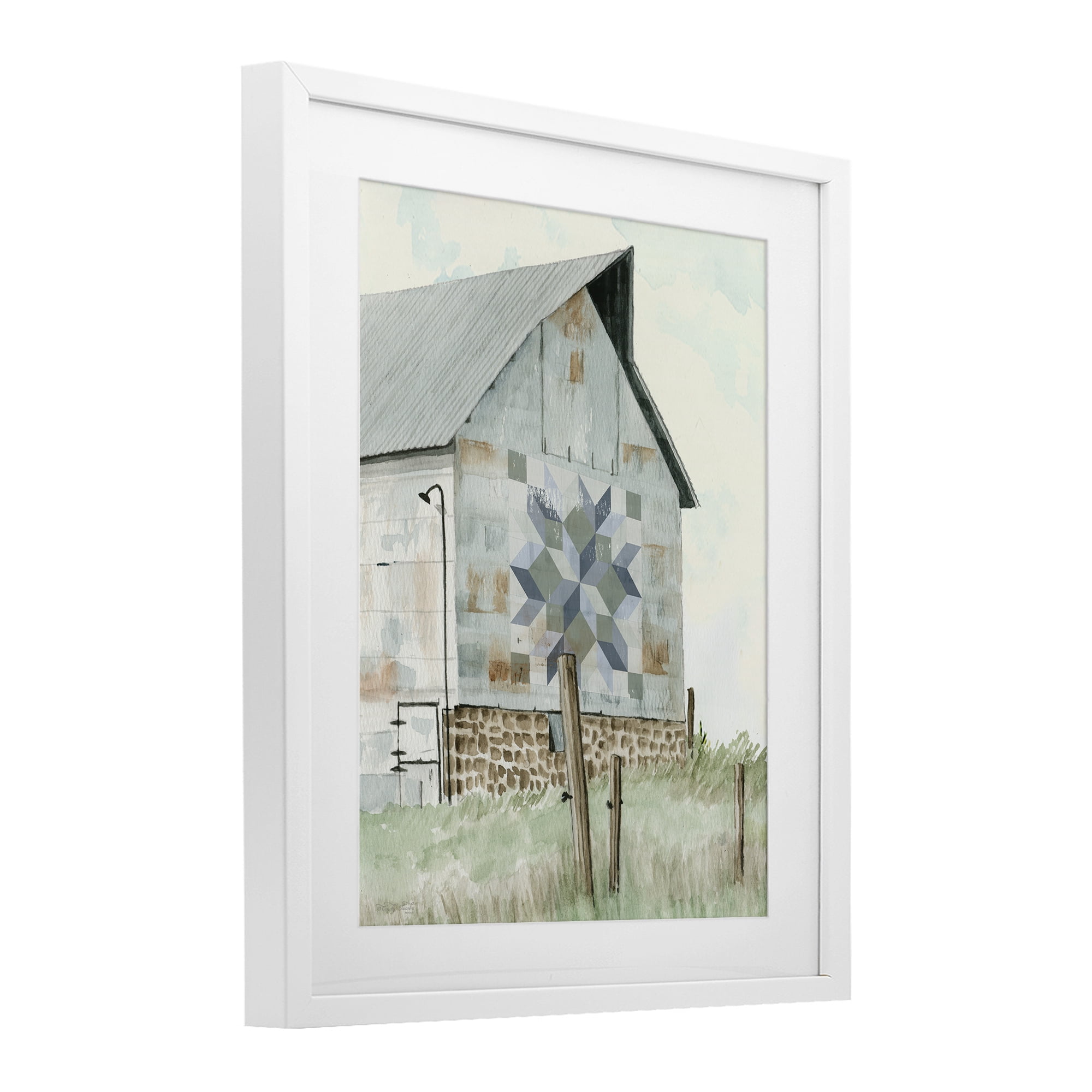 Stupell Industries Pickel's Barn Quilt White Framed Print Under Glass, design by Cindy Jacobs