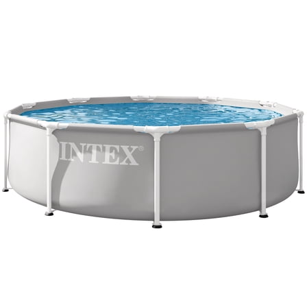 Intex: Prism Frame Premium Pool Set - 10ft x 30in, Grey, Above Ground Swimming Pool, Cartridge Filter Pump, Puncture Resistant, T-Joint Snap Assembly