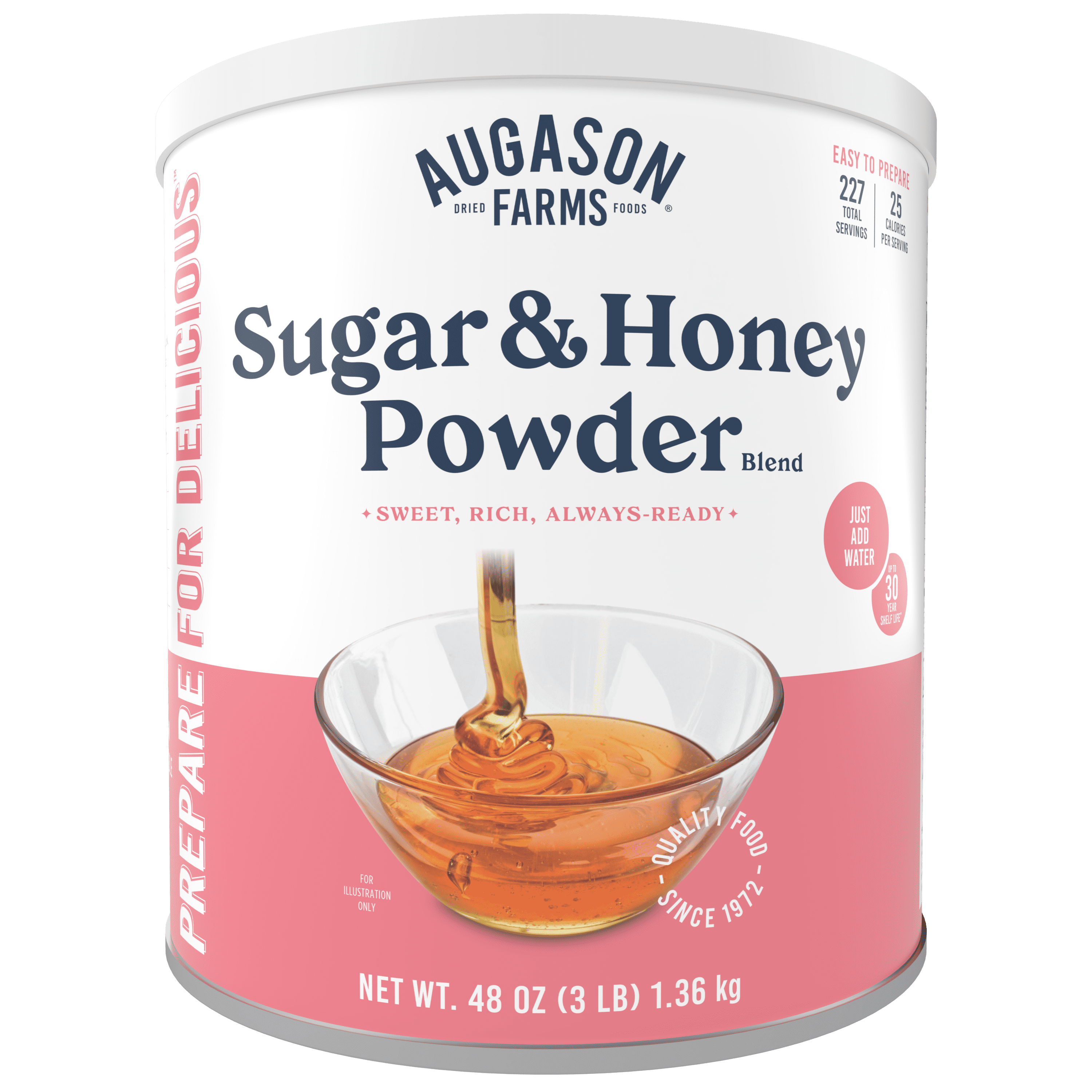 (3 pack) Augason Farms Sugar and Honey Powder Mix Can Emergency Food Supply, 227 Servings, 30 Year Shelf Life - Dry Honey and Sugar Powder Blend Sweetener for Baking and Cooking