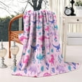 thumbnail image 4 of Pink Dinosaurs Flowers Leaves Pattern Blanket,Comfortable Soft Lamb Wool Throw Blanket,All Season,Warm Lightweight Blankets for Sofa Bed Couch Living Room Chair,50"x60", 4 of 4