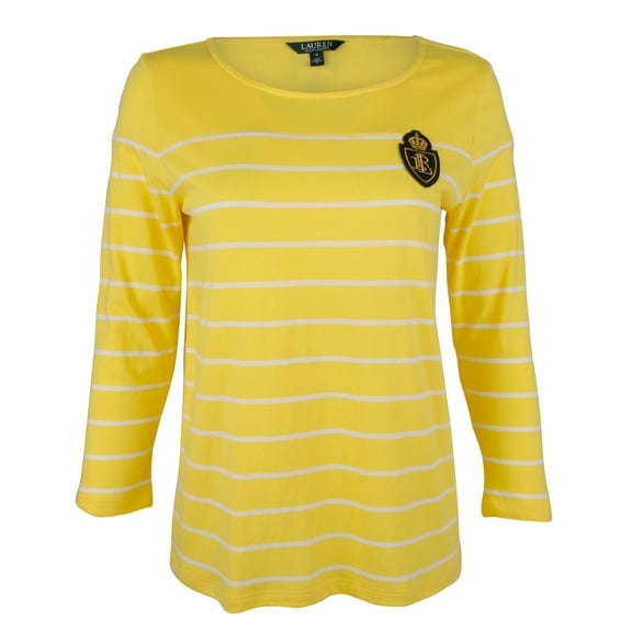 Women's Petite Crest Striped Jersey Top-Y-PXS