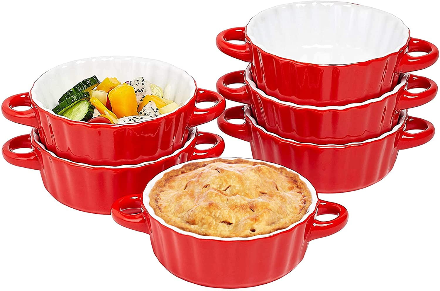 Bruntmor Bake And Serve 10Oz Oven Safe Set Of 6 Ceramic Souffle