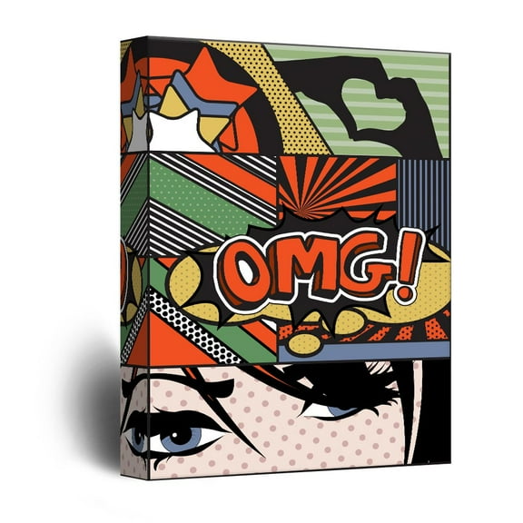 wall26 - Canvas Wall Art - OMG Pop Art Comic Strip Collage - Giclee Print Gallery Wrap Modern Home Art Ready to Hang - 16x24 inches