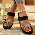 thumbnail image 4 of Dakaela Womens Platform Sandals 2026 Summer Beach Vacation Slip on Slides Rhinestone Comfortable Toe Ring Casual Flip Flops Size 6-9 Gold, 4 of 8