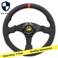 thumbnail image 3 of 330mm 13-inch OMP Lychee leather red stitching flat bottom sports steering wheel #R-, 3 of 3
