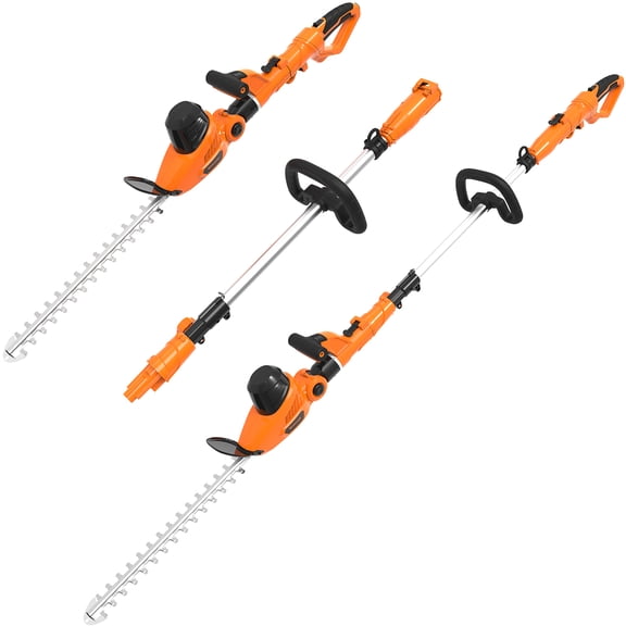 GARCARE 2 in 1 Corded Electric Hedge Trimmer, 4.8A Power Pole Trimmer, Garden Tools Set, 18 inch Laser Blade