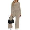 thumbnail image 5 of Fantaslook Two Piece Sets for Women Fall Travel Vacation Outfits Pleated Long Sleeve Lounge Sets Wide Leg Pants, 5 of 9
