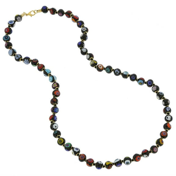 GlassOfVenice Murano Glass Mosaic Long Necklace - Black