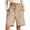 r-1757Khaki421, variant on Women's Summer Solid Color Outdoor Athletic Shorts High Waist Elastic Drawstring Knee Length Sport Shorts With Pockets Breathable Workout Running Shorts Trendy Daily Casual Bottoms