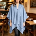 thumbnail image 5 of Lutiedan Shawl Wraps for Women, Soft Elegant Poncho Cape with Pockets, Open Front Scarf Blanket Cardigan for Fall Winter,Light Blue, 5 of 7