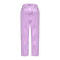 thumbnail image 5 of Delayuji Plaid Linen Pants For Women Loose Elastic Waist Casual Summer Palazzo Pants With Pockets, 5 of 6
