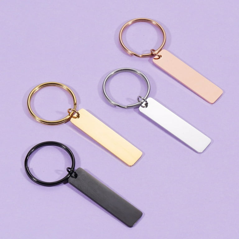 15 Pcs Glossy Strip Hangtag Key Ring Supply Labels Keychain Stamping Tags Blank Rectangle Metal Walmart