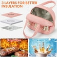thumbnail image 4 of Lunch Bag for Women Insulated For Men PU leather Small Office Work lunch with Chenille Letters Leakproof Freezable Cooler Reusable Portable Box (White&Pink), 4 of 6