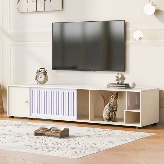 YIYADO Cat bed with TV cabinet, indoor single-story multi-room cat bed with storage function, suitable for all seasons