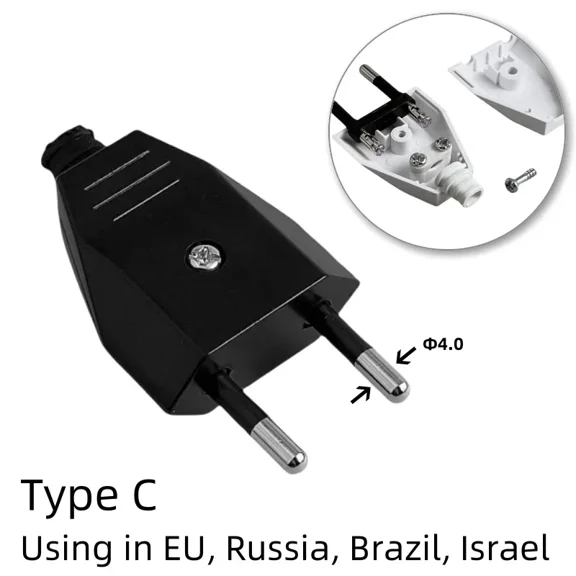 EU Plug Adapter 2.5A/16A Male Replacement Outlets Rewireable Schuko Electeical Socket Euro Connector For Power Extension Cable